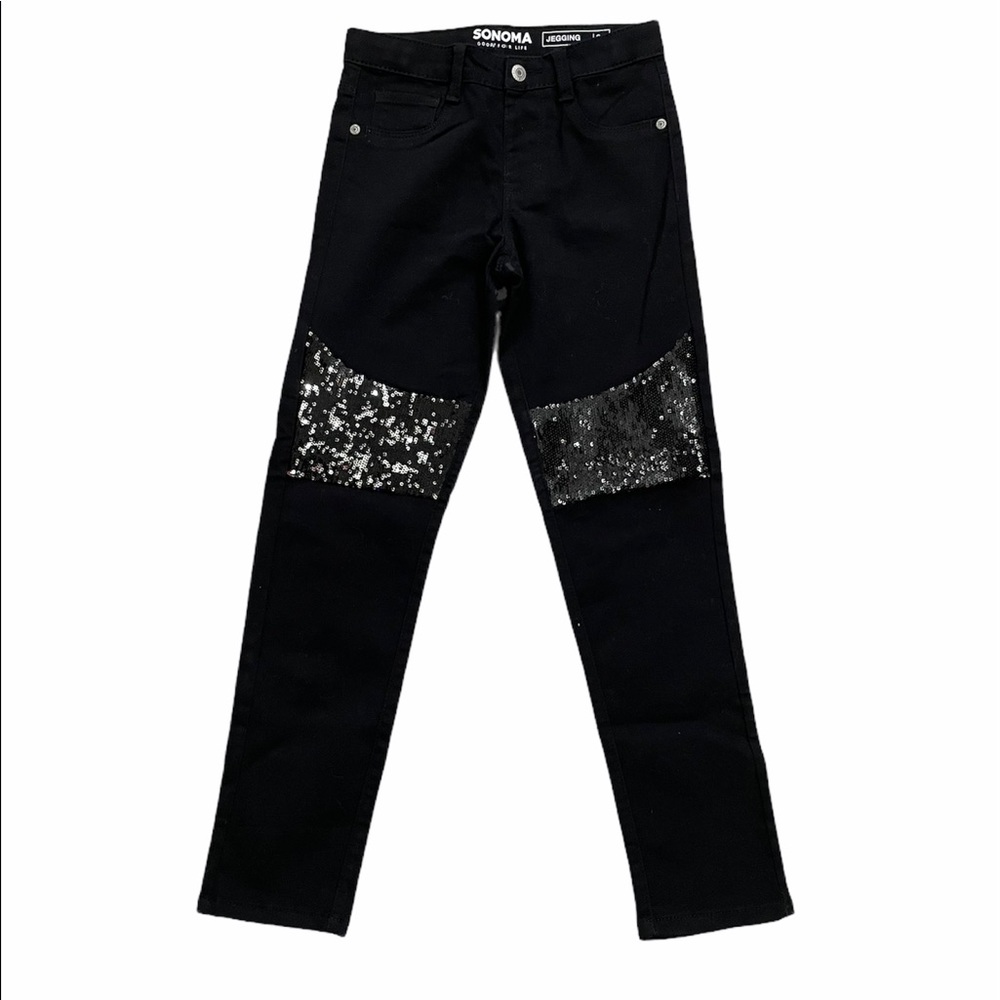 Sonoma Girls Black Jeggings with Seqins Size 8